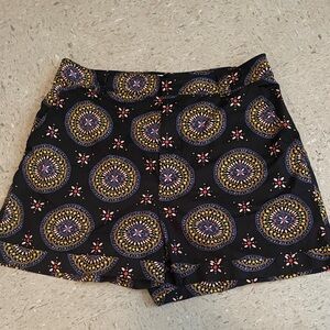 Maeve x Anthropologie Printed Cotton Shorts Size 10 Black ABSTRACT CITY Motif